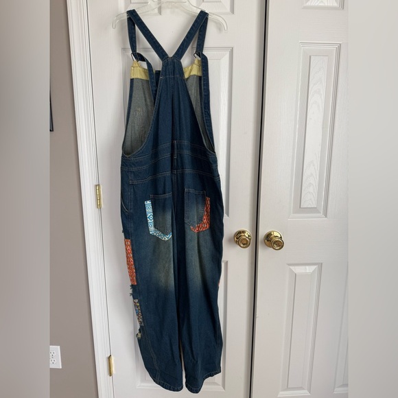 Stylish Women's Denim Overalls with Patchwork - Picture 5 of 7